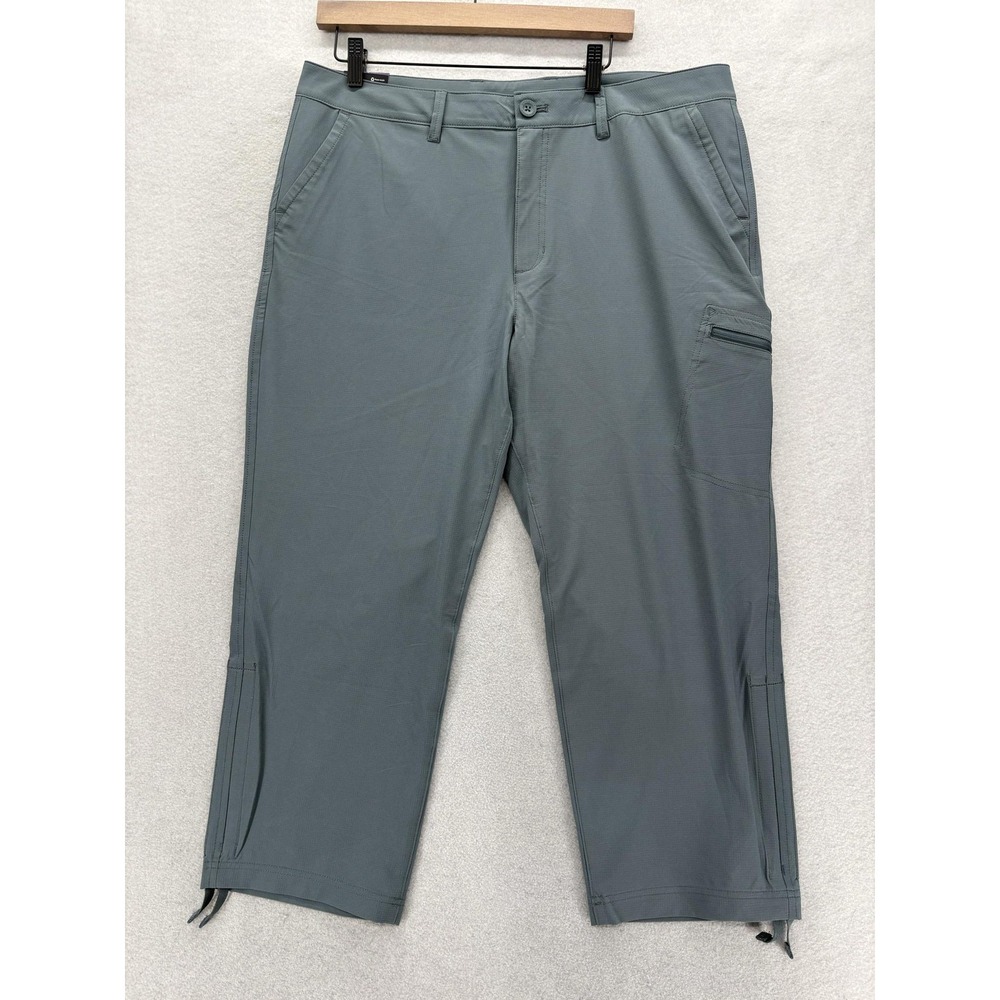Eddie Bauer Stretch Ripstop Crop Pants Womens 14 Gray Ankle Zip StormRepel Trail